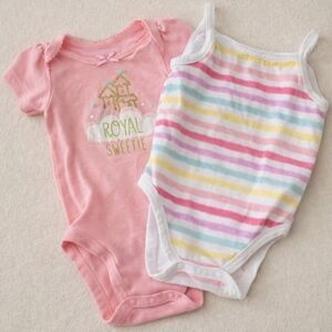 Baby Girl 6-9 Months Onesies Bundle Gerber Pink Castle Garanimals Stripe Set